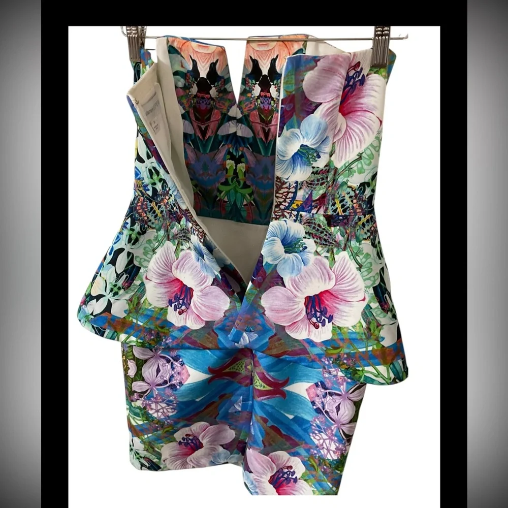 Anthropologie‎ Finders Keeper Vivace Floral peplum Strapless Dress. Cocktail 2